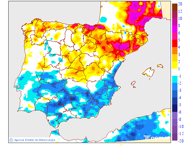 Tenperatura minimoen aldaketa aurreko egunarekiko