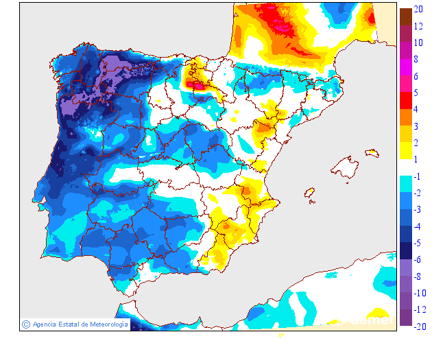 Variaci�n das temperaturas m�ximas respecto ao d�a anterior
