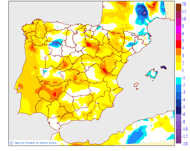 Variaci� de les temperatures m�ximes respecte al dia anterior