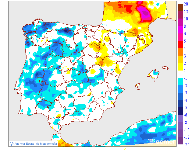 Variaci� de les temperatures m�nimes respecte al dia anterior
