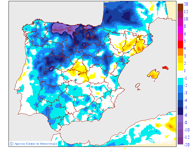 Variaci� de les temperatures m�nimes respecte al dia anterior