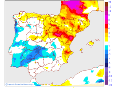 Variaci� de les temperatures m�ximes respecte al dia anterior