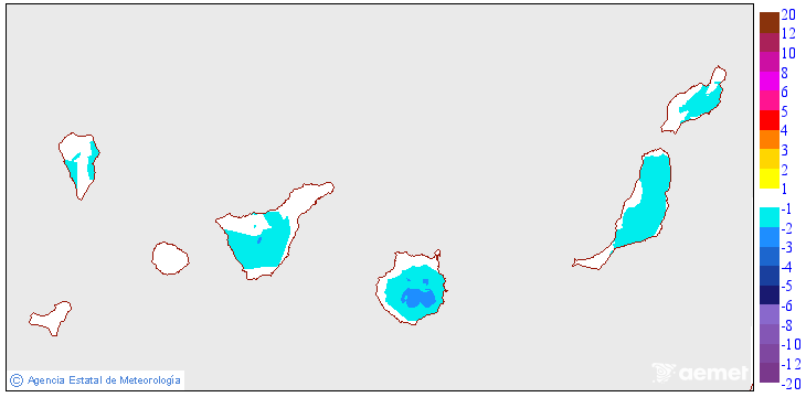 Variaci� de les temperatures m�nimes respecte al dia anterior