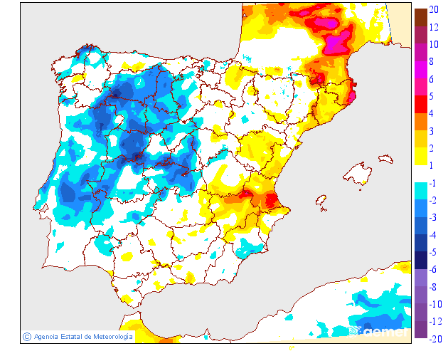 Minimum temperatures variation regarding the day before