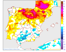Minimum temperatures variation regarding the day before