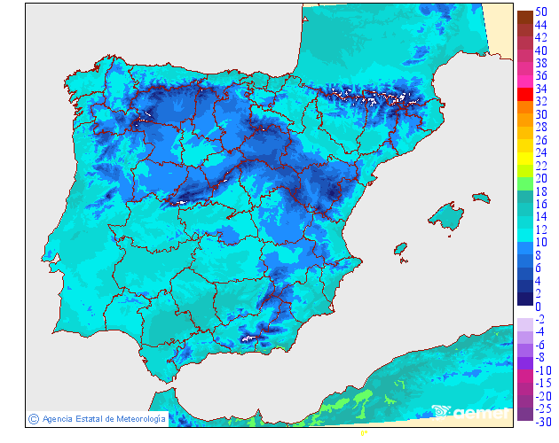 Maximum temperatures for tomorrow in the Peninsula and Balearic Islands