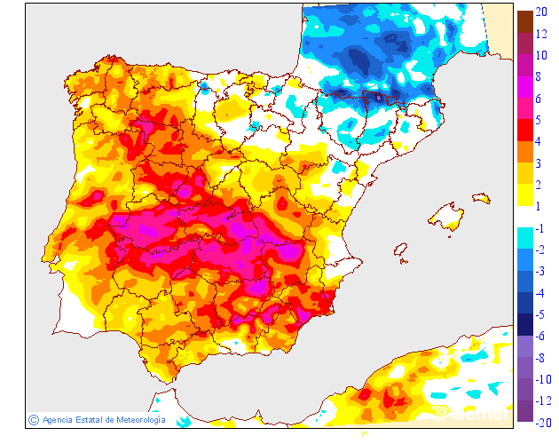 Minimum temperatures variation regarding the day before