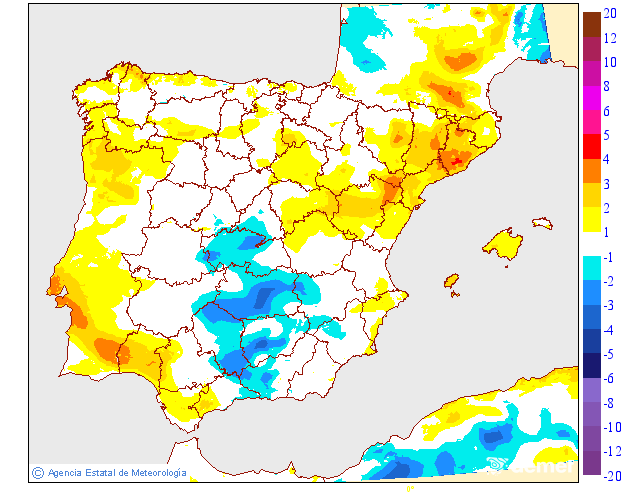 Maximum temperatures variation regarding the day before