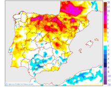 Minimum temperatures variation regarding the day before