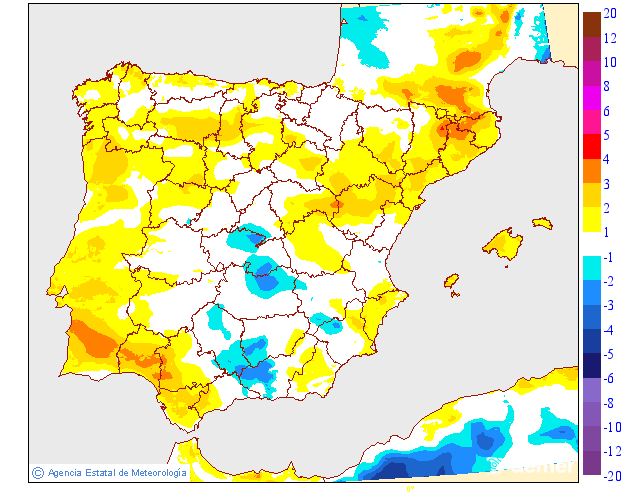 Variaci� de les temperatures m�ximes respecte al dia anterior