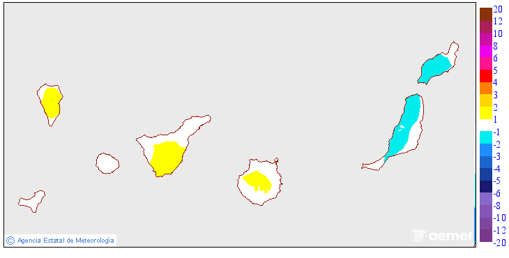 Variaci� de les temperatures m�nimes respecte al dia anterior
