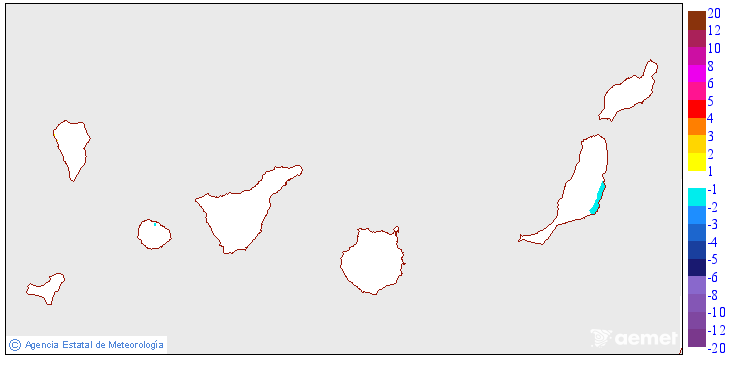 Variaci� de les temperatures m�ximes respecte al dia anterior