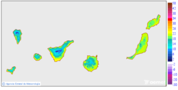 Maximum temperatures for today in the Canary Islands