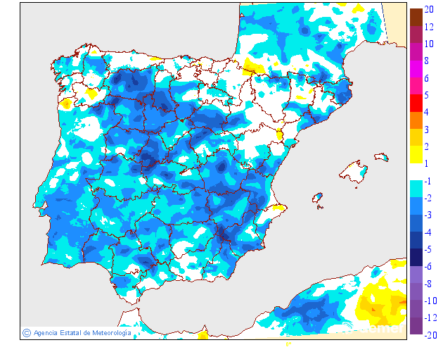 Variaci�n das temperaturas m�nimas respecto ao d�a anterior