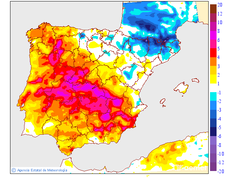 Tenperatura minimoen aldaketa aurreko egunarekiko