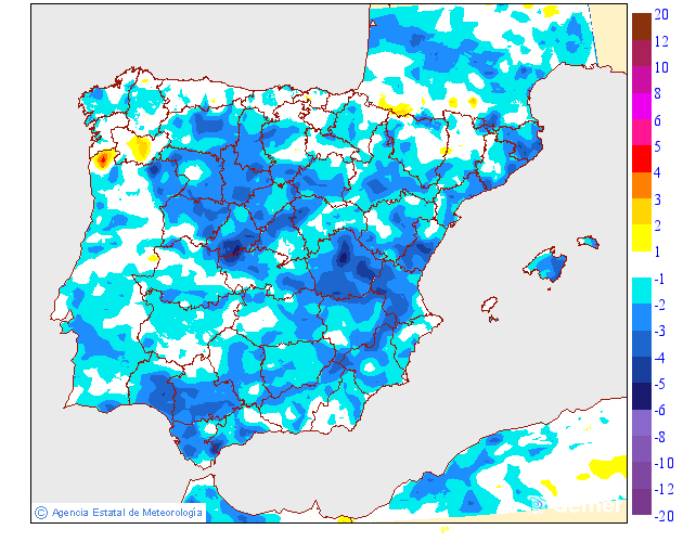 Variaci�n de las temperaturas m�nimas respecto al d�a anterior