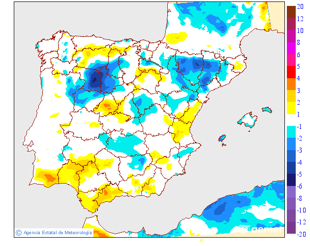 Variaci�n de las temperaturas m�ximas respecto al d�a anterior