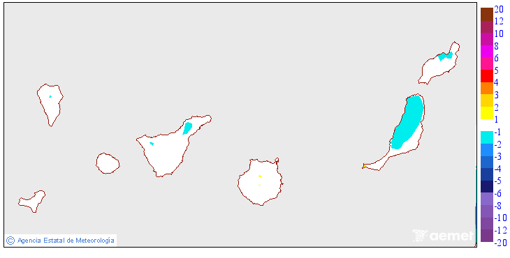 Variaci�n de las temperaturas m�nimas respecto al d�a anterior