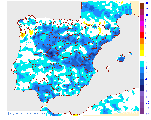 Variaci�n de las temperaturas m�nimas respecto al d�a anterior