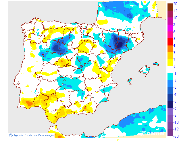 Variaci�n de las temperaturas m�ximas respecto al d�a anterior