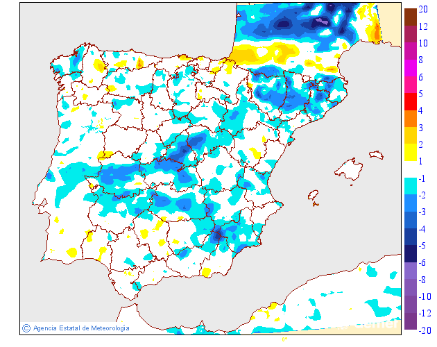Variaci�n de las temperaturas m�nimas respecto al d�a anterior