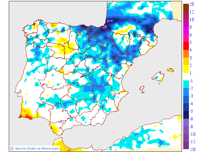 Variaci�n de las temperaturas m�nimas respecto al d�a anterior