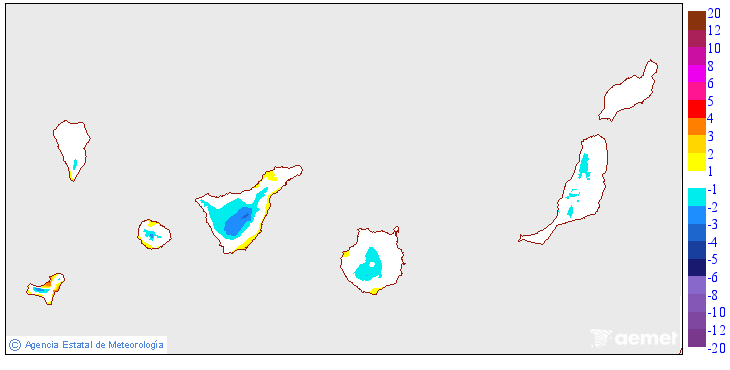 Variaci�n de las temperaturas m�nimas respecto al d�a anterior