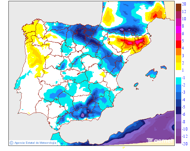 Variaci�n de las temperaturas m�ximas respecto al d�a anterior