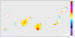 Variaci�n de las temperaturas m�nimas respecto al d�a anterior