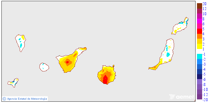 Variaci�n de las temperaturas m�nimas respecto al d�a anterior
