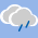 Icono de muy nuboso con lluvia escasa