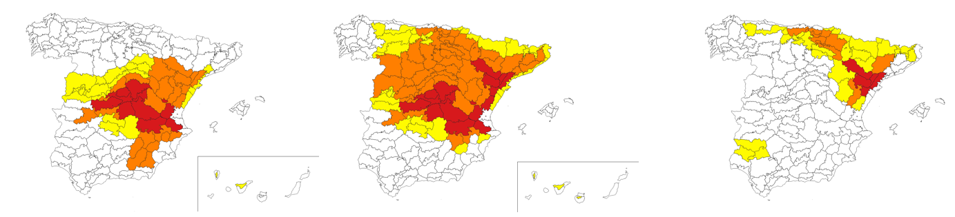 Avisos de nieve máximos los días 8, 9 y 10 de enero