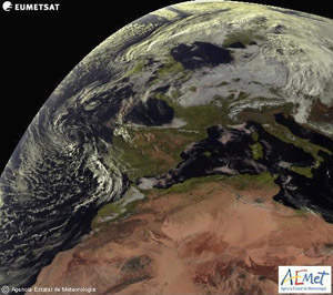 Imagen del canal visible del satélite MSG
