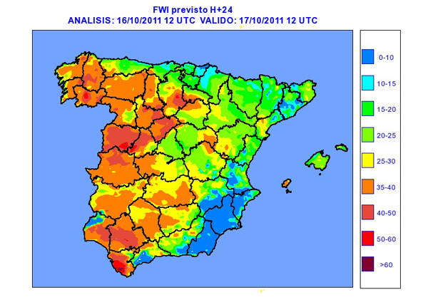 Ejemplo de predicción del índice meteorológico de incendios forestales