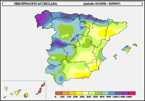 Precipitación acumulada (período 01/10/06 - 30/09/07)