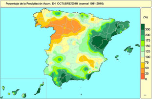 Octubre, normal térmicamente y húmedo