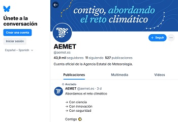 Acceso a la cuenta de AEMET en Bluesky